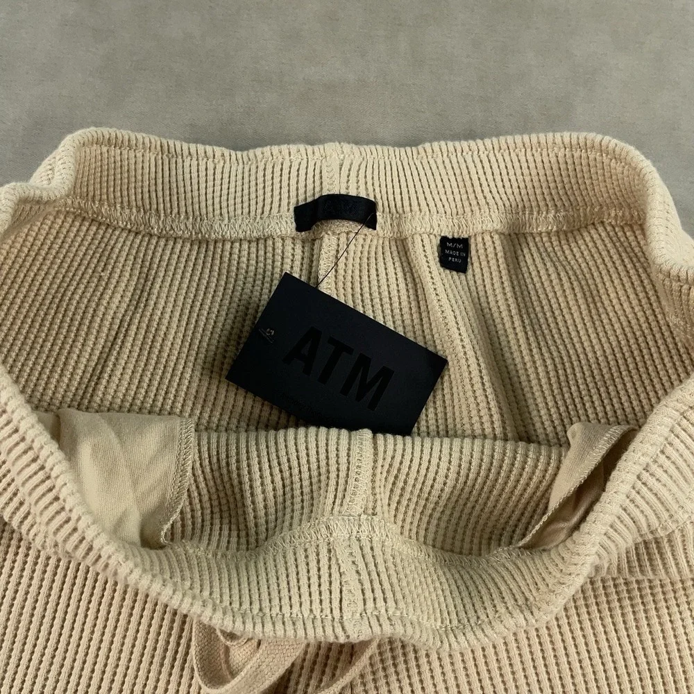 ATM Anthony Thomas Melillo Waffle Knit Wide Leg Sweatpants‎ Shitake Medium NWT